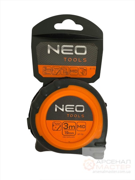 Рулетка NEO Tools (67-113) , стальная лента 3 м x 19 мм, магнитный наконечник